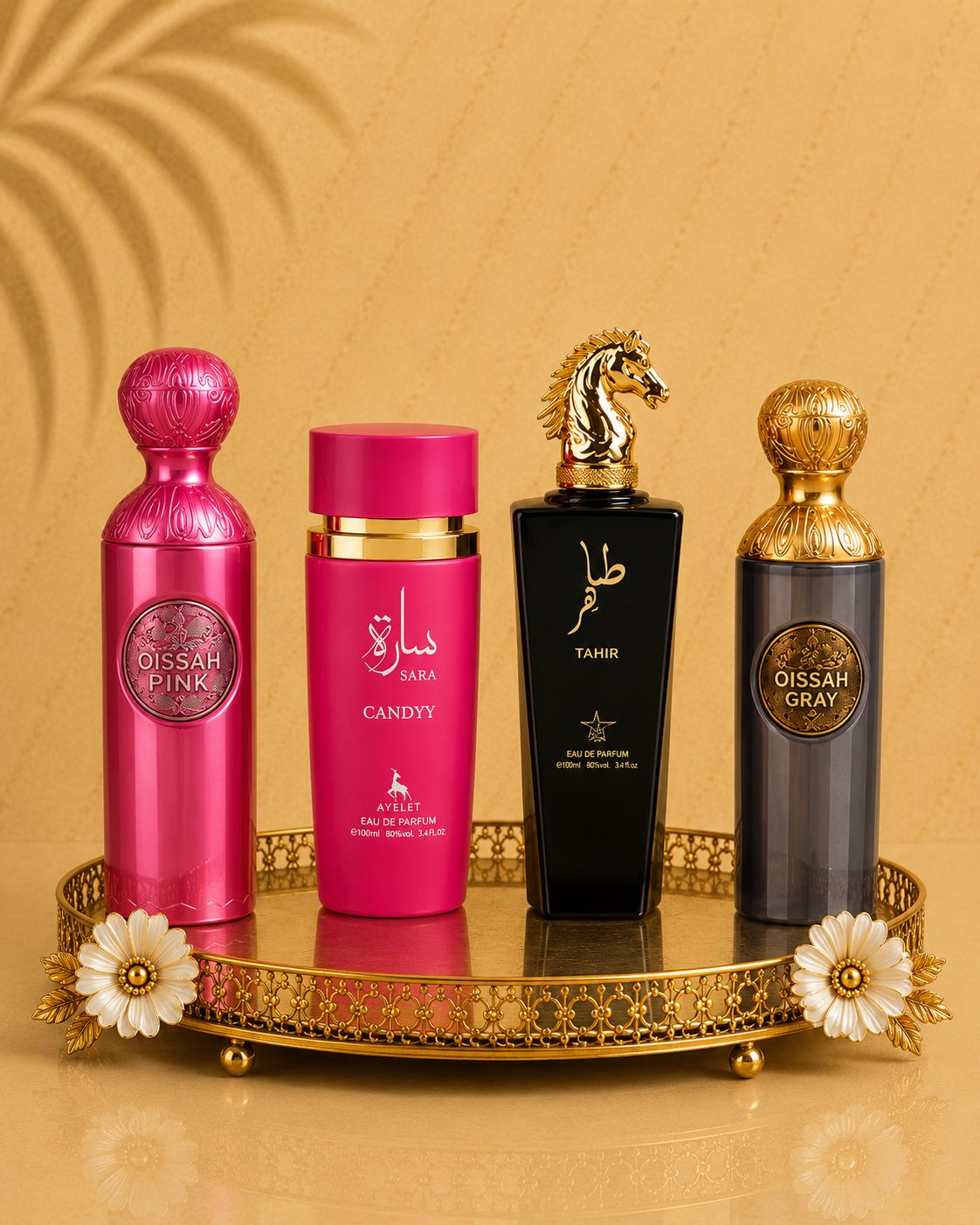Set 4 Parfumuri Orientale ( 2xDama + 2xBarbat ) - Qissah Pink + Sara Candy + Tahir +  Qissah Grey
