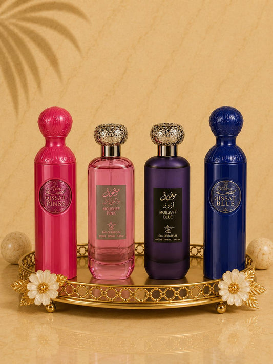 Set 4 Parfumuri Orientale ( 2xDama + 2xBarbat ) - Gissah Pink + Mousuff Pink + Mousuff Blue + Gissah Blue