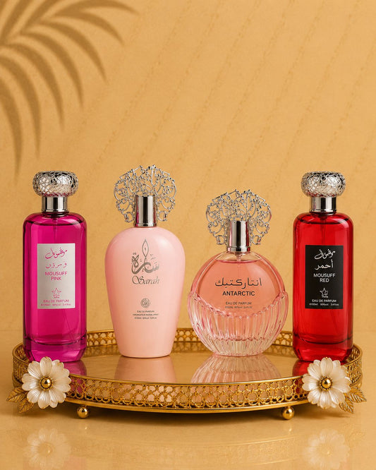 Set 4 Parfumuri Orientale De Dama - Mousuff Red + Sarah + Antartic Pink + Mousuff Pink
