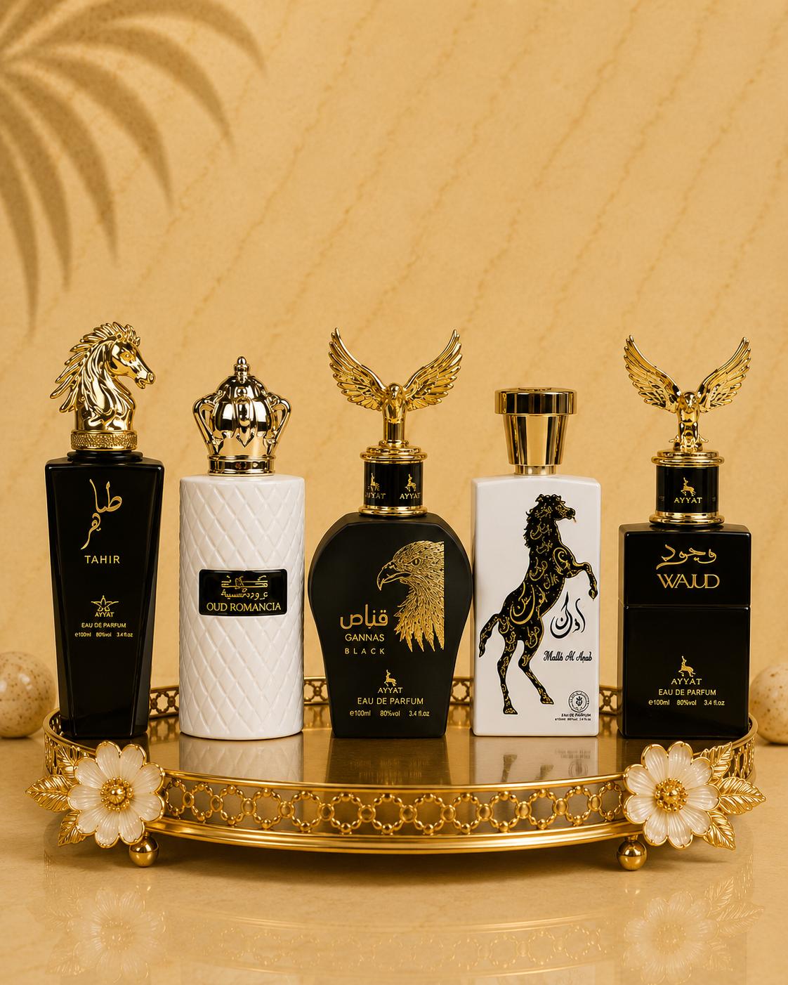 Set 5 Parfumuri Orientale Barbatesti - Qannas Black + Malik al Arab + Tahir + Oud Romancia + Wajud