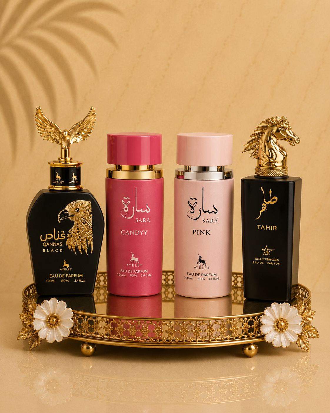 Set 4 Parfumuri Orientale ( 2xDama + 2xBarbat) - Qannas Black + Sara Candy + Sara Pink + Tahir