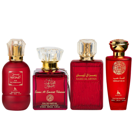 Set 4 Parfumuri Orientale De Dama -Fakhama + Samaa + Ramz al Aryan + Qissat Hub